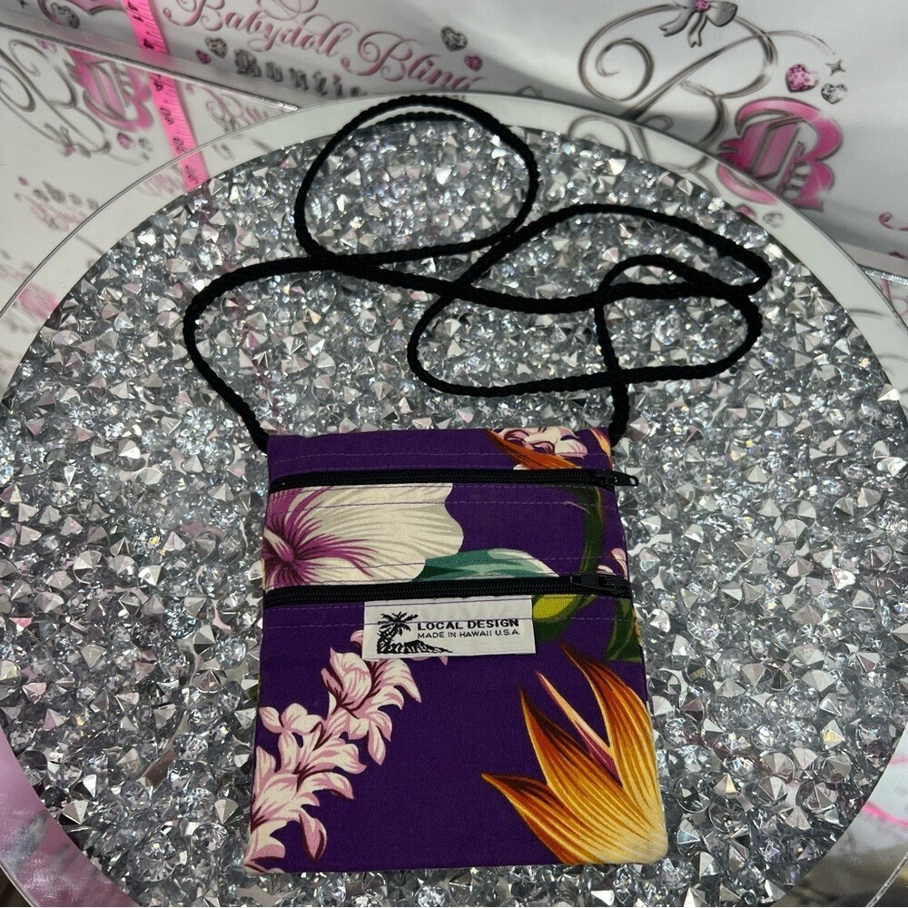 Local design Hawaii bag mini beach tropical Purple Floral Crossbody Bag